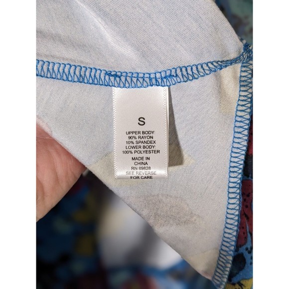 LOGO By Lori Goldstein Rayon 3/4 Sleeve Top w/ Chiffon Hem Blue Size Sm - Picture 6 of 7